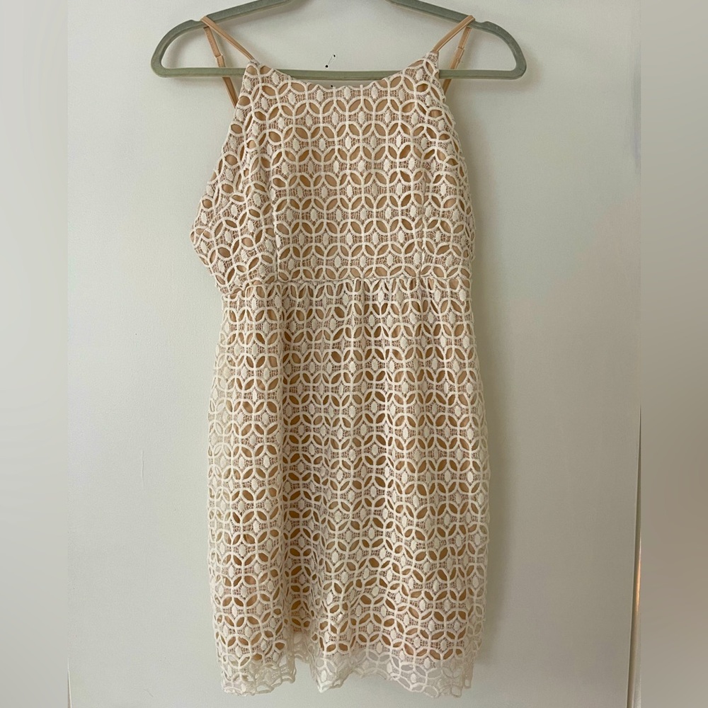 White and tan dress